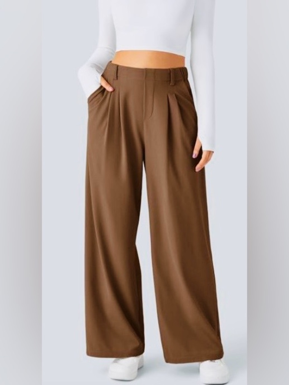 LARGE    HALARA WAFFLE WIDE LEG WORK PANTS
